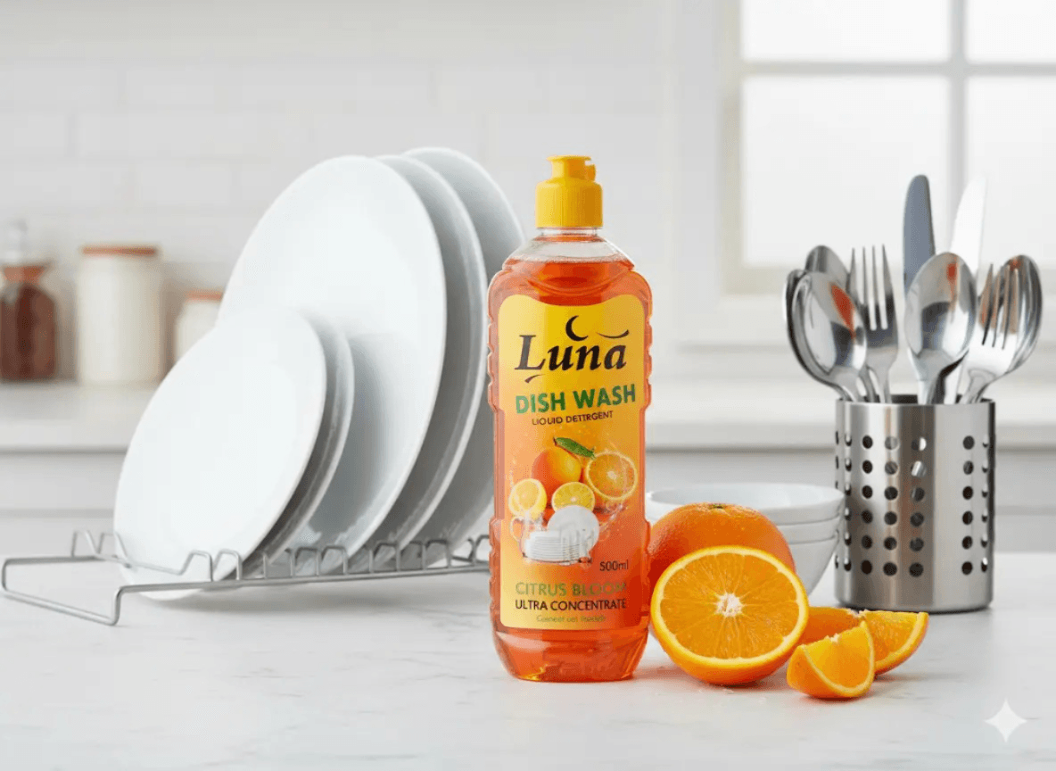 The Perfect Harmony of Nature and Clean Awaken your senses with Citrus Bloom- a vibrant fusion of orange blossoms and citrus zest, crafted to bring brilliance to every dish. This luxurious formula breaks down grease effortlessly while leaving a subtle, uplifting aroma and a sparkling finish behind. Inspired by nature. Designed for performance. Made for those who appreciate the finer clean. With LUNA CITRUS BLOOM DISH WASH, every wash is a refreshing bloom.