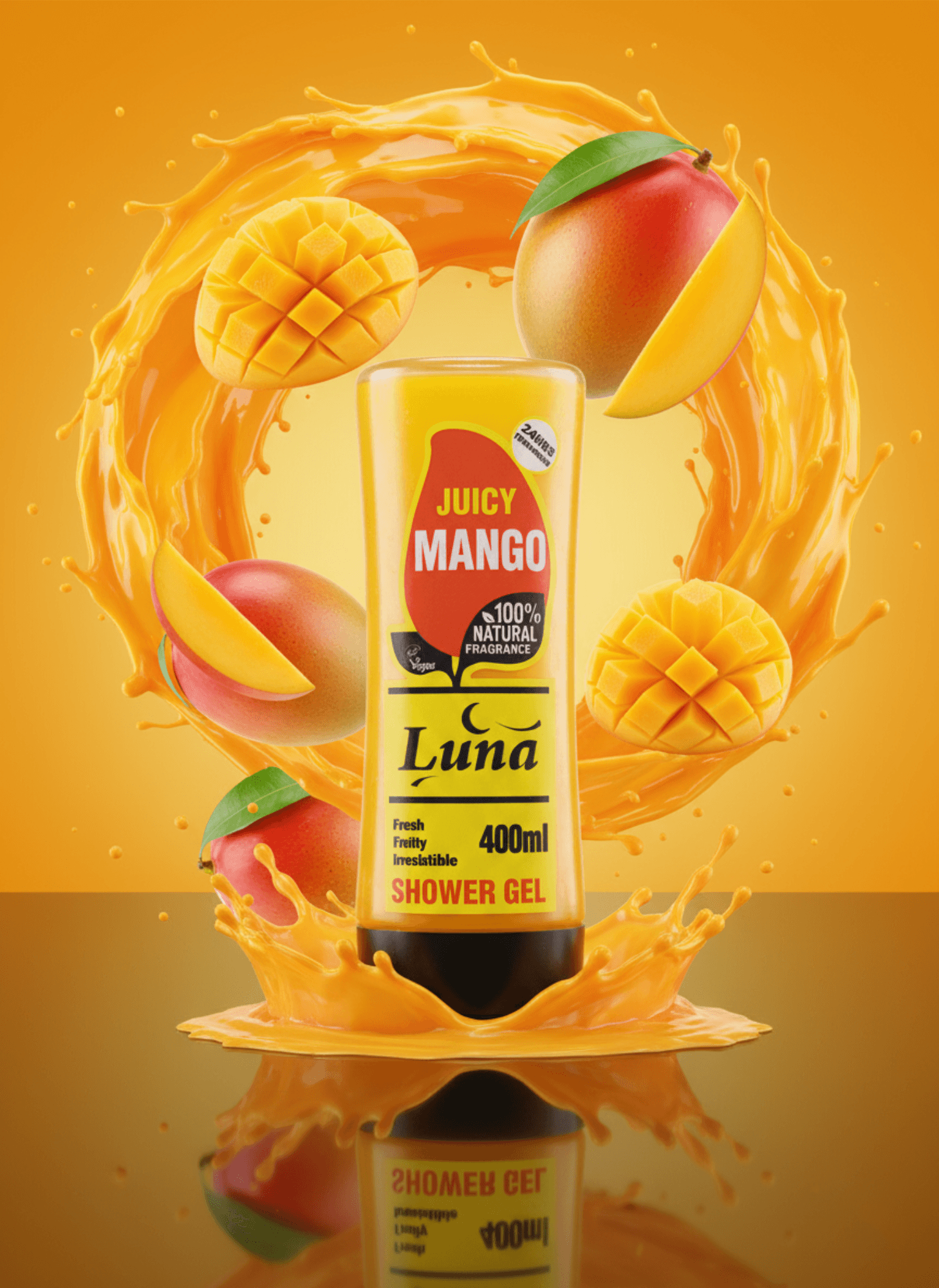 Indulge your senses with the sweet, tropical delight of LUNA's JUICY MANGO Shower Gel. Bursting with the juicy aroma of ripe Mangoes, this refreshing gel transforms your daily shower into a vibrant, feel-good escape. Its rich lather gently cleanses the skin, leaving it soft, smooth, and lightly scented with a fruity freshness that lasts. Perfect for all skin types, this tropical treat brings a splash of sunshine to your routine- no matter the season.